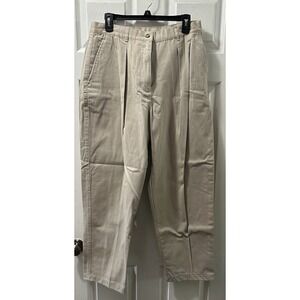 Jones New York Sport‎ SZ 14 Pants Cotton Stretch Beige Straight Leg Classic NEW